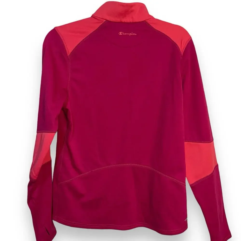 Champion Powertrain Sweatshirt Womens M Pink Thumb Holes Athleisure Athletic Top